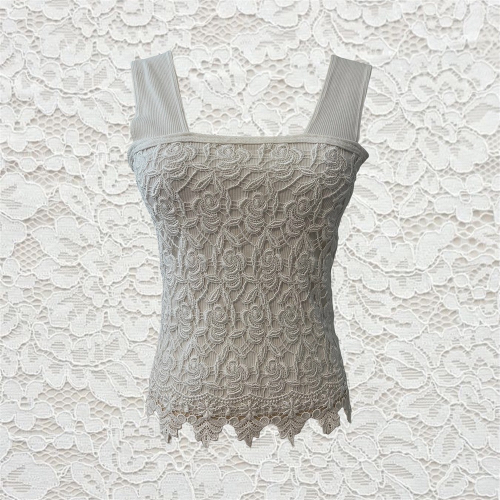 vintage 90s‎ crochet lave front tank top